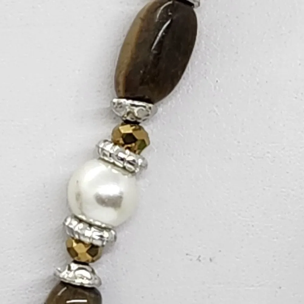 Vintage Tiger Eye Faux Pearl Necklace‎